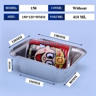 Produsen Disposable Food Grade Aluminium Foil Lunch Box Container Dengan Tutup 410ml 150*120*55mm