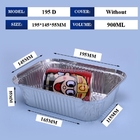 Customized Aluminium Foil Lunch Box 195d 900ml 195*145*55mm