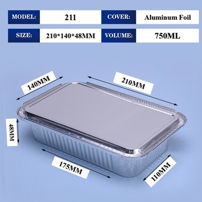 211 750ml Aluminium Foil Tiffin Box 210*140*48mm Untuk BBQ