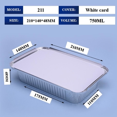 211 750ml Aluminium Foil Tiffin Box 210*140*48mm Untuk BBQ