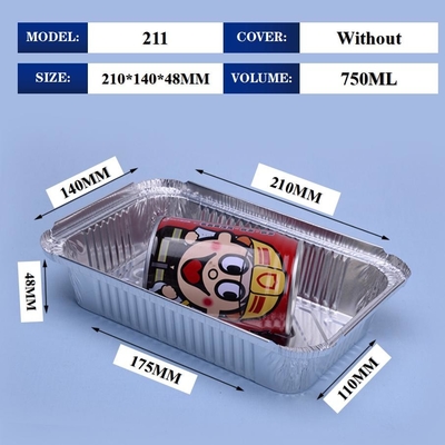 211 750ml Aluminium Foil Tiffin Box 210*140*48mm Untuk BBQ