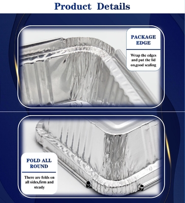 Perlengkapan makanan sekali pakai yang dapat didaur ulang yang disesuaikan Kontainer aluminium Piring foil timah Piring foil aluminium Catering