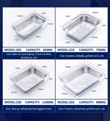 Gold Color Smooth Wall Aluminium Foil Food Container Tray Dengan Tutup Plastik Tutup CREC620 Yysm