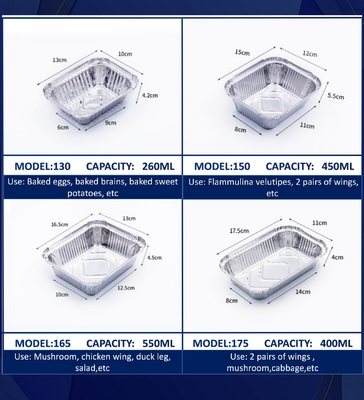 Gold Color Smooth Wall Aluminium Foil Food Container Tray Dengan Tutup Plastik Tutup CREC620 Yysm
