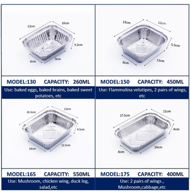 Gold Color Smooth Wall Aluminium Foil Food Container Tray Dengan Tutup Plastik Tutup CREC620 Yysm