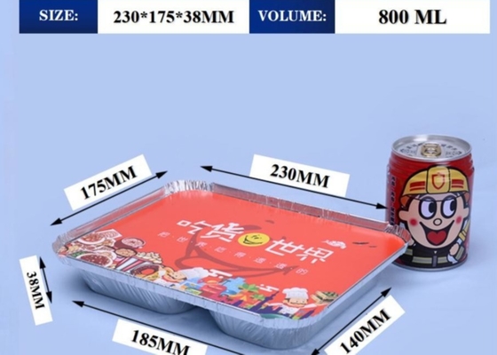 Gold Color Smooth Wall Aluminium Foil Food Container Tray Dengan Tutup Plastik Tutup CREC620 Yysm