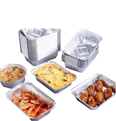 Aluminium Foil Disposable Lunch Box Hot Pot kecil Takeout Pot Dengan Ikan Panggang Aluminium Foil Meal Dipanaskan