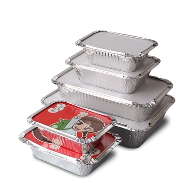 190*110*45MM Pengemasan Makanan Pan Makanan 500ml Tray Kotak Dengan Tutup Aluminium Wadah sekali pakai Wadah Foil Aluminium