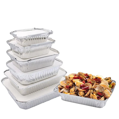 Aluminium Foil Disposable Lunch Box Hot Pot kecil Takeout Pot Dengan Ikan Panggang Aluminium Foil Meal Dipanaskan